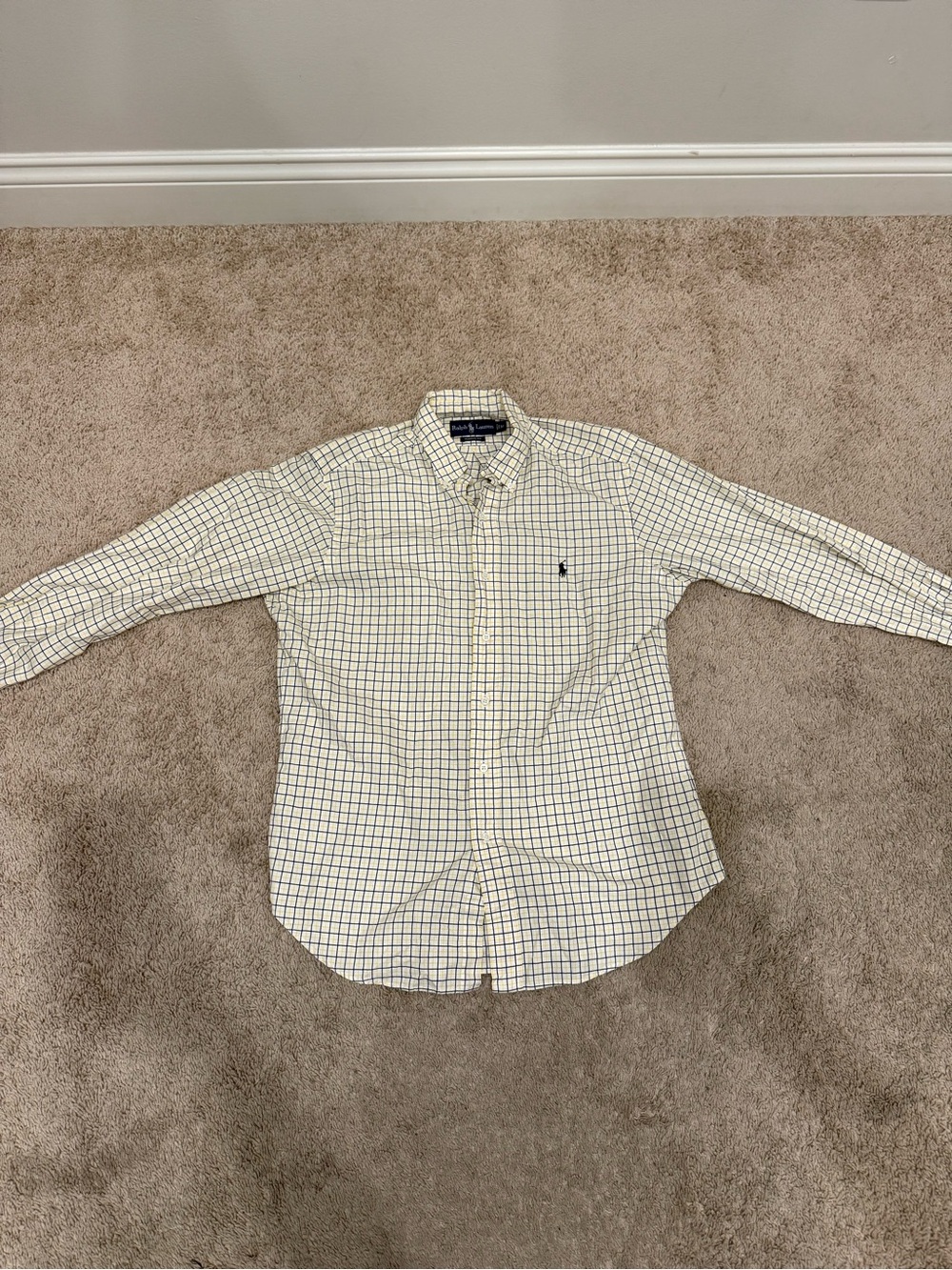 Ralph Lauren Classic Fit Shirt Mens Medium Yellow Blue Check Button Down